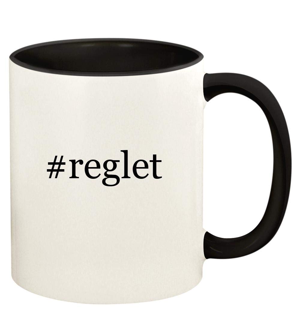 #reglet - 11oz Hashtag Ceramic Colored Handle and Inside Coffee Mug Cup, Black