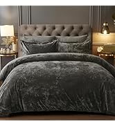 PHF Velvet Comforter Set King Size, 5 Piece Soft Luxury Textured Bedding Comforter Sets, Fluffy B...