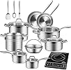 Duxtop Bundle 9100MC 1800W Portable Induction Cooktop, Induction Burner with 17PC Professional Stainless Steel Induction Cookware Set, Impact-bonded Technology