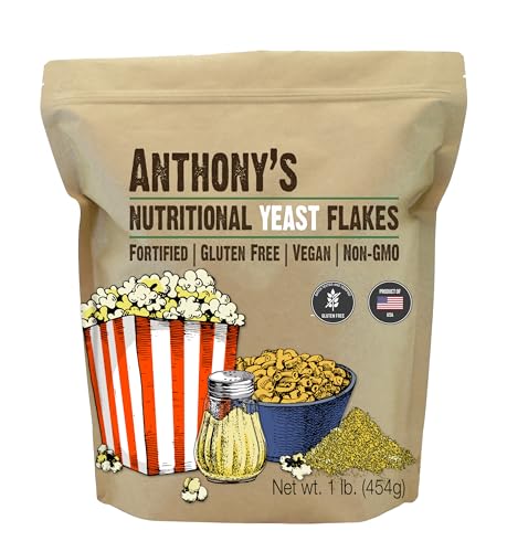 Anthony's Premium Nutritional Yeast Flakes, 1lb, Fortified, Gluten Free, Non GMO, Vegan