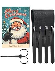 5-Pack Stainless Steel Tweezers Set for Women with Curved Scissors, Great Precision for Facial Hair Removal and Splinter Removal, Stocking Stuffer for Women