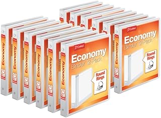 Cardinal Economy 3-Ring Binders, 1", Round Rings, Holds 225 Sheets, ClearVue Presentation View, Non-Stick, White, Carton o...