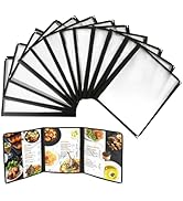 DUPDMKIN 12 Pack Menu Holder 3 Page Menu Covers 6 View Menu Covers 8.5 x 11 inch Menu Holders for...