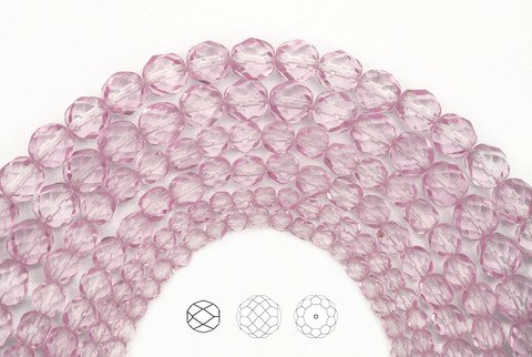 4mm (102pcs) Crystal Pink Shimmer Coated, Czech Fire Polished Round Faceted Glass Beads, 16 inch Strand