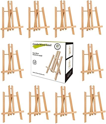 CONDA 12 Pack 11.8" Tabletop Easel, Portable A-Frame Tripod Tabletop Easel Set for Painting Party & Displaying Canvases, Photos, Display Tripod Holder Stand for Students Kids Beginners