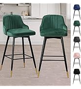 Bekrvio Bar Stools Set of 2, 360° Free Swivel, 29" Bar Height Stools with Back and Metal Footrest...