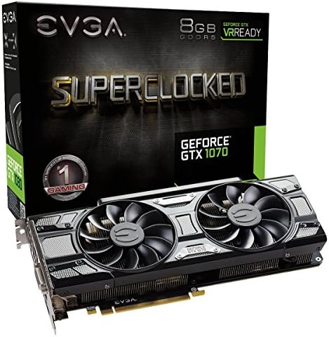 EVGA GeForce GTX 1070 SC GAMING ACX 3.0 Black Edition, 8GB GDDR5, LED, DX12 OSD Support (PXOC) 08G-P4-5173-KR (Renewed)