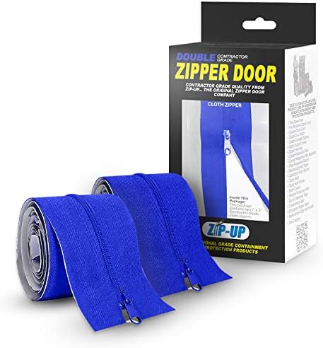 ZIP-UP Products Cloth Zipper Peel & Stick Door - 84" x 3" Dust Barrier Zipper with Self Adhesive Backing & Air Tight Seal - Twin Pack - ZIP7.3BCL