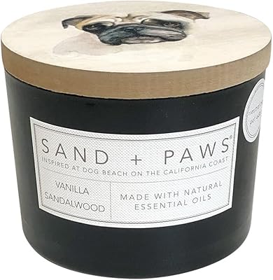 Sand + Paws Scented Candle - Vanilla Sandalwood –Luxurious Air Freshening Jar Candles Neutralize pet Odors and Enhance Home décor – 100% Cotton Lead-Free Wicks - 12 oz