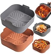 Silicone Air Fryer Basket Liners Square - 2Pcs Reusable Air Fryer Silicone Pots for Food Safe Air...