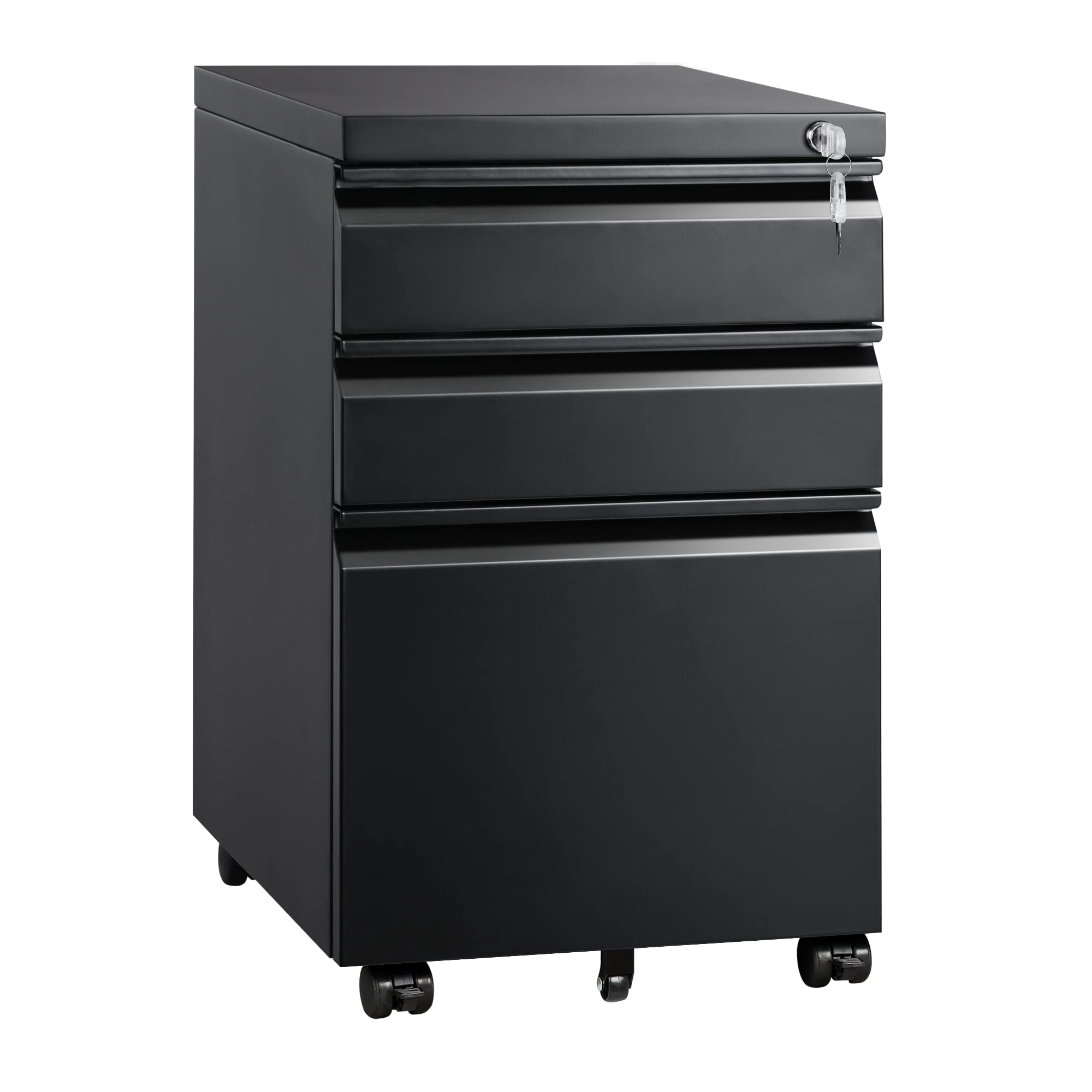 DEVAISE 3 Drawer Mobile File Cabinet with Lock, Under Desk Metal Filing ...