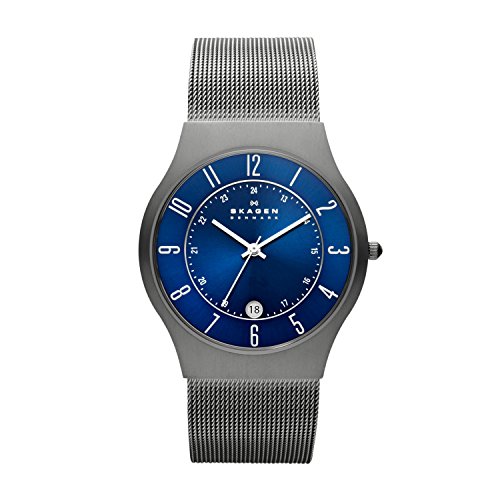 Skagen Men's White Label Titanium Analog-Quartz Watch with Metal Strap, Grey, 22 (Model: 233XLTTN)