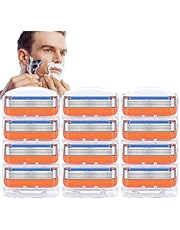 12pcs Razor Blade Shaving Razor Blade Refills for Gillette Fusion 5, Orange New Version-F1