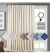 INOVADAY Thermal Sliding Door Curtains 100% Blackout Extra Wide Patio Door Curtains Linen Texture...