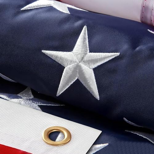 American Flags for Outside 3 x 5 ft, 100% USA Made Heavy Duty & Fade Resistant Outdoor Nylon US Flag with Embroidered Stars, Sewn Stripes, Brass Grommerts - High Wind & All Weather Proof