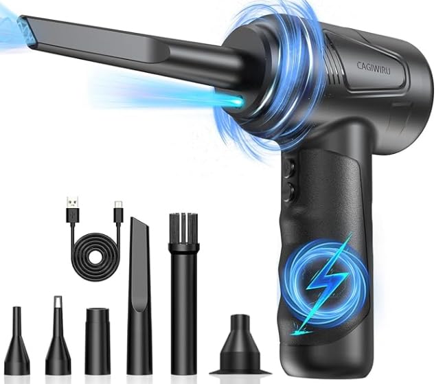 Compressed Air Duster-Cordless Air Blower-Electric Air Duster for Cleaning Keyboard PC-Air Cleaning Kit-3 Speed Duster Cleaner with LED-Light-no Canned air dusters-car Dusters