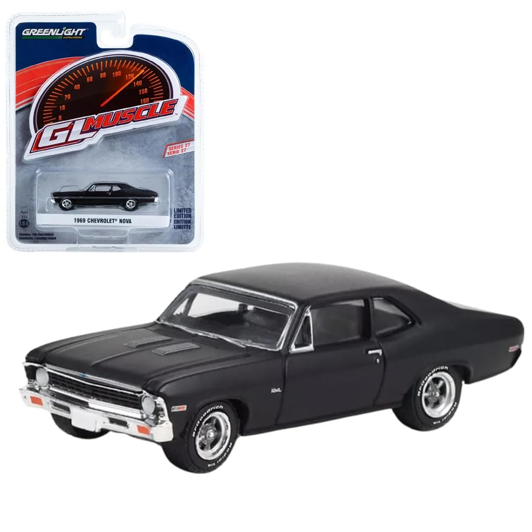 Greenlight 1:64 GL Muscle - 1969 Chevrolet Nova Die Cast Vehicle 3 Years & Above (Black)