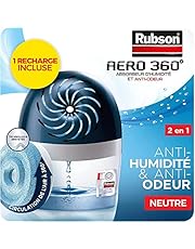 Rubson AERO 360° Absorbeur d&#39;humidité pour pièce de 20 m², déshumidificateur d&#39;air efficace, anti odeur &amp; anti moisissure, inclus 1 recharge neutre 450 g - Packaging renforcé, envoi en toute sécurité