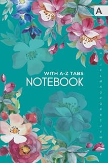 Notebook with A-Z Tabs: 6x9 Lined-Journal Organizer Medium with Alphabetical Tabs Printed | Watorcolor Rosa Persica Rose D...