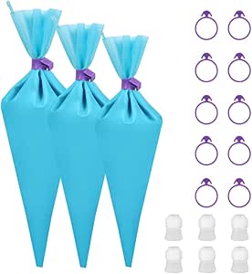 Kootek 28 Pcs Cake Decorating Tools with 12 Reusable Silicone Piping Pastry Bags 3 Sizes (12&#34; + 14&#34; + 16&#34;) , 6 Standard Couplers and 10 Icing Bag Ties Baking Supplies Accessories (Blue)