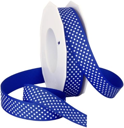 Morex Swiss Dot Polyester Grosgrain Ribbon, 7/8-Inch by 20-Yard Spool, Royal Blue