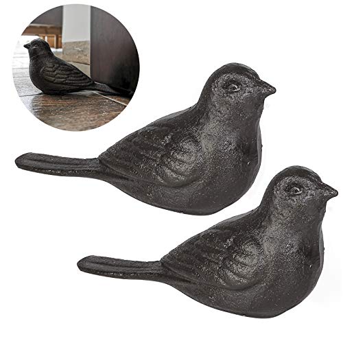 door stops for french doors - Livfodrm Door Stopper for Floor Decorative Cute Bird Heavy Duty Cast Iron Door Stop Farmhouse, 2 Pack Door Stops Wedge Rustic Dark Brown