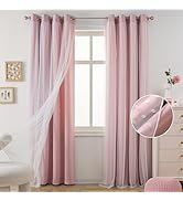 MYSKY HOME Pink Curtains for Girls Bedroom 84 Inches Long Double Layer Nursery Curtains Cute with...