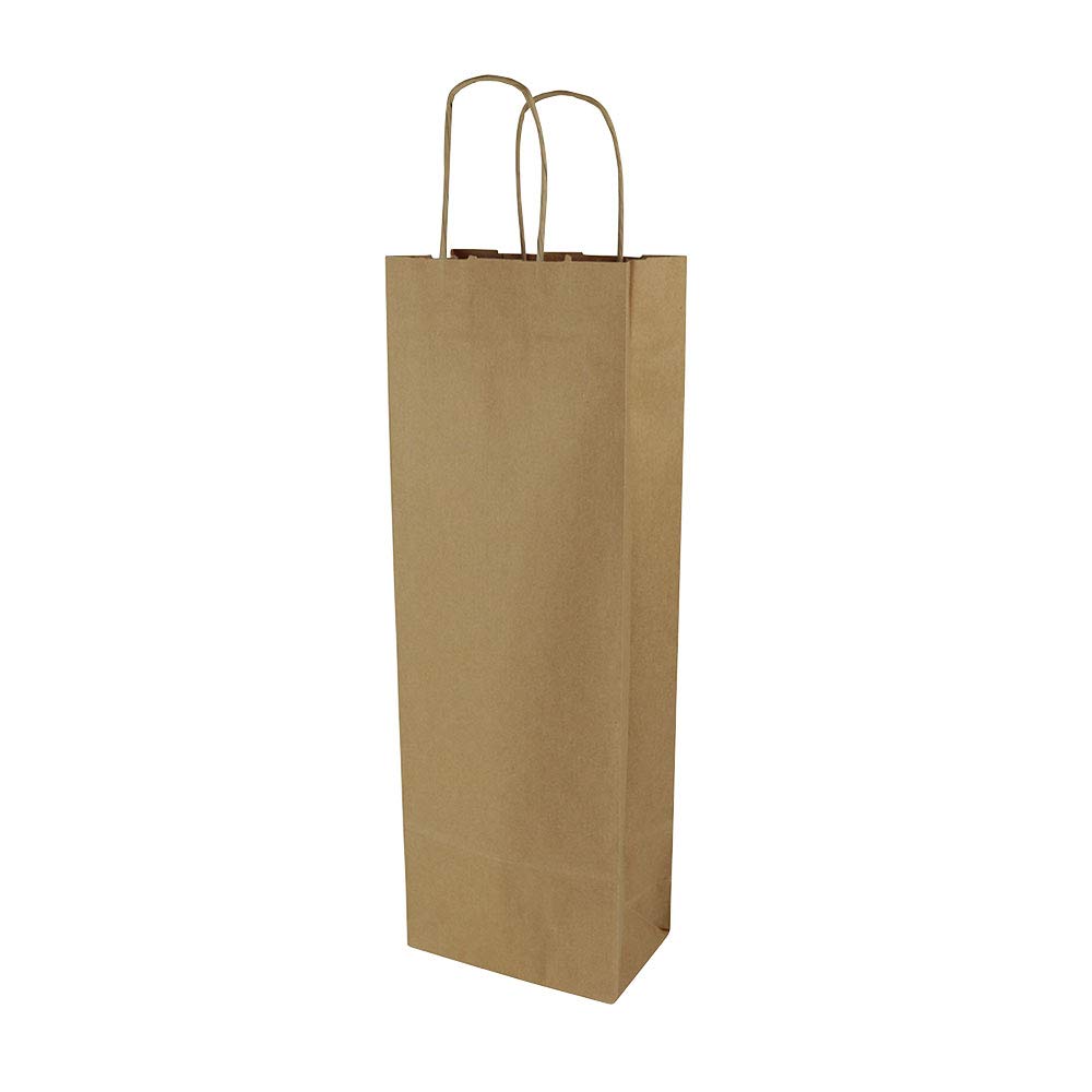 GREENBOX Bottle Bags Gift Bags with Handle 14 x 8 x 40 cm Kraft Paper Grammage 100 g/m2 Elegant Bottles Packaging I Wine Bottle Bag I Gift Bag Wine I Paper Bags Pack of 25 Natural