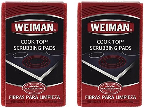 Weiman Ceramic & Glass Cooktop Cleaner, 3 Count, 2 Pack - Cut Through The Toughest Stains - Scrubbing Pads Carefully Wipe Away Residue