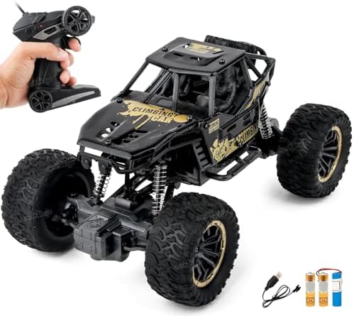 Zest 4 Toyz Remote Control Car for Kids Rock Crawler 2 Wd Monster Truck Offroad High Speed Climbing Toy Vehicle Car for Boys & Girls, Black