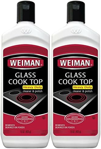 Weiman Glass Cooktop Heavy Duty Cleaner & Polish - Shines and Protects Glass/Ceramic Smooth Top Ranges with its Gentle Formula - 15 Oz., Pack of 2