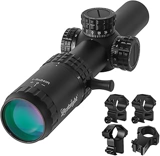 Paike 1-5x24 Rifle Scopes Second Focal Plane(SFP) Red Green Illuminated 30mm Tube with 11mm and 20mm Mount