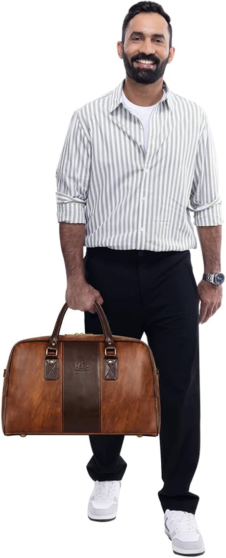 The Clownfish Ambiance Series 24 Liters Vegan Leather Unisex Travel Duffle  Bag Men Travel Duffel Bag Luggage Daffel Bags Air Bags Luggage Bag  Travelling Bag Truffle Bags (Tawny Brown) : Amazon.In: Fashion