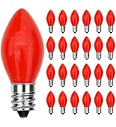 SUNSGNE 25 Pack C7 LED Red Replacement Christmas Light Bulbs, 0.6W LED Ceramic Vintage Night Ligh...