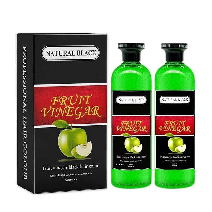 FRUIT VINEGAR Ammonia Free 10 Minutes Hair Color Colour Gel A + B 500 ML Each Black/Natural Black (H)