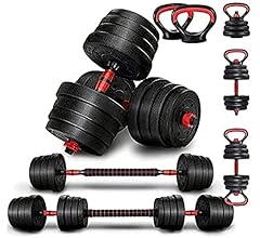 ULTIMAX- Adjustable 7 in 1 Dumbbell Set, Free Weights Dumbbells Set with Connecting Rod Used as Barbell, Kettlebell and Pus…