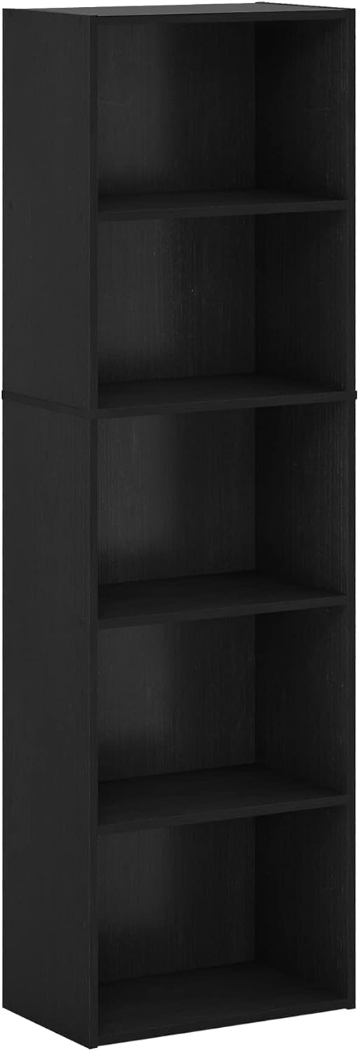 Furinno Luder Bookcase / Bookshelf / Storage Shelves, 5-Tier, Blackwood Blackwood 5-Tier Shelf