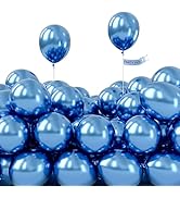 PartyWoo Metallic Blue Balloons, 50 pcs 5 Inch Blue Metallic Balloons, Metallic Balloons for Ball...