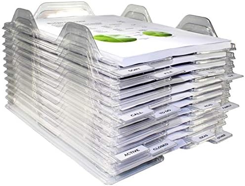 EZSTAX File Organizers - Letter Size, Stackable Trays for Desk - for Office Files, Mail, Documents - 12 Pack, Clear