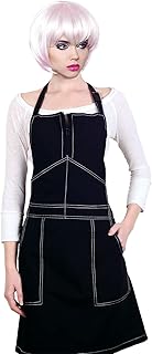 Cricket Work Apron Hair Stylist Cape for Salon Hairdresser Barbershop Women Hairstylist Aprons with Pockets, Black