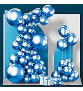 PartyWoo Metallic Blue Balloons, 100 pcs Blue Metallic Balloons Different Sizes Pack of 18 Inch 1...