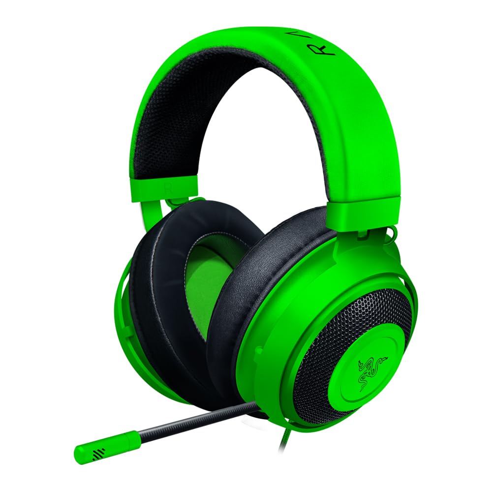 RazerKraken Gaming Headset: Lightweight Aluminum Frame, Retractable Noise Isolating Microphone, For PC, PS4, PS5, Switch, Xbox One, Xbox Series X & S, Mobile, 3.5 mm Audio Jack – Green