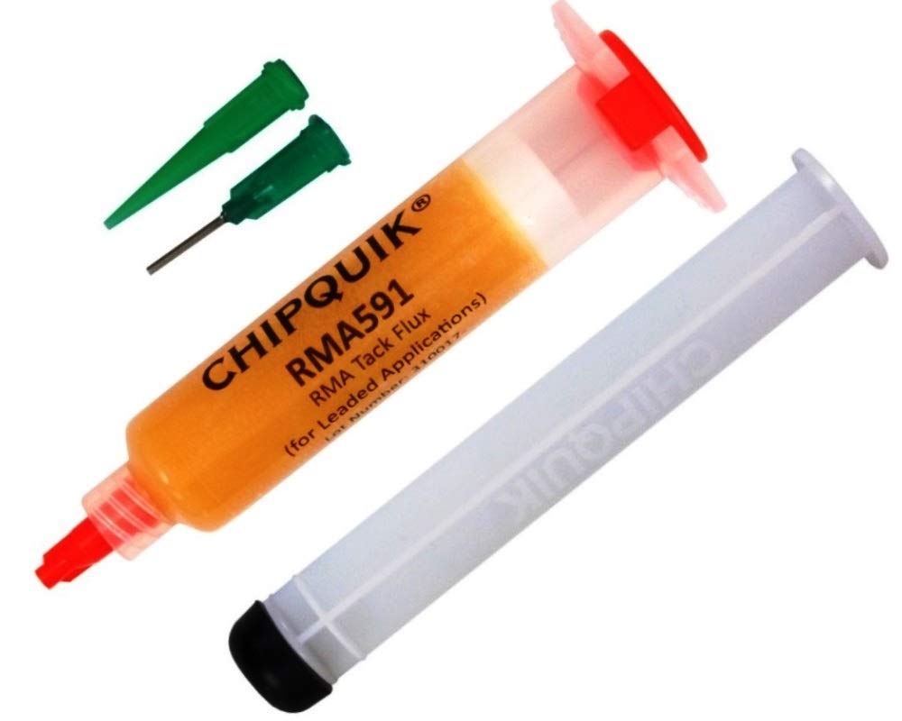 Chip Quik RMA591 RMA Tack Flux (for Leaded) in a 10cc syringe w/plunger & tip