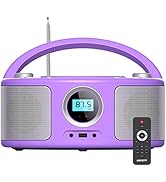 Portable CD Player Radio Boombox with Bluetooth,FM Radio,CD-MP3/CD-R/CD-RW Compatible,CD Players ...