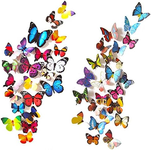 100 PCS Butterfly Dragonfly Wall Sticker, 3D Butterflies Decor Dragonfly Butterfly Decals for Removable Mural Stickers Home Bedroom Decoration