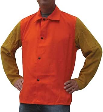 Tillman 9230 30&#34; 9 oz. Orange FR Cotton/Leather Welding Jacket, 3X-Lar