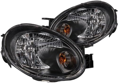 HEADLIGHTSDEPOT Black Housing Halogen Headlights Compatible with Dodge Neon 2003-2005 Includes Left Driver and Right Passenger Side Headlamps