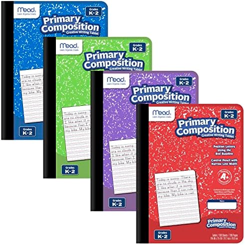 Mead Primary Composition Book, Ruled, Grades K-2, 100 Sheets, 7-1/2" x 9-3/4", 4 Pack (610053-ECM)