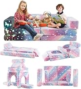 Costzon 10 Pcs Modular Kids Play Couch, Toddler Sectional Sofa Chair Glow in The Dark, Convertibl...