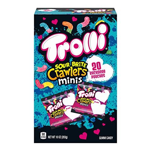 Trolli Sour Brite Crawlers Minis Valentine's Day, Friendship Exchange, 20 Individual Packs